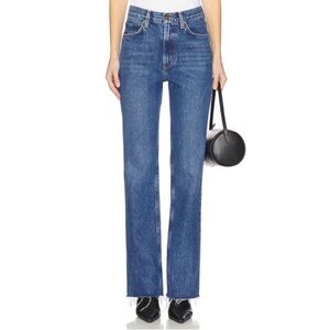 NWT AGOLDE Leena Mid-Rise Baby Flare Jeans Placebo Blue 28